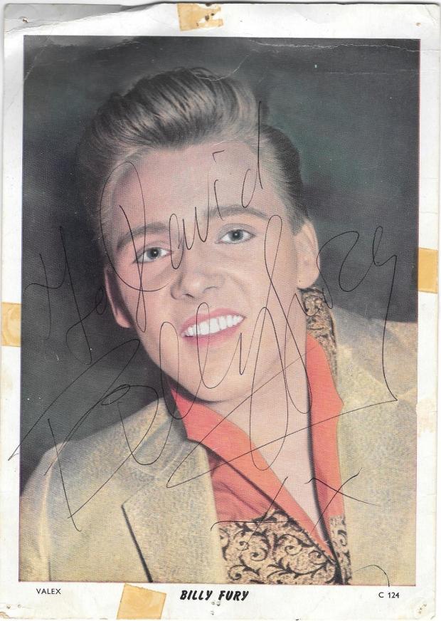 Bradford Telegraph and Argus: Dave's signed photo of Billy Fury 